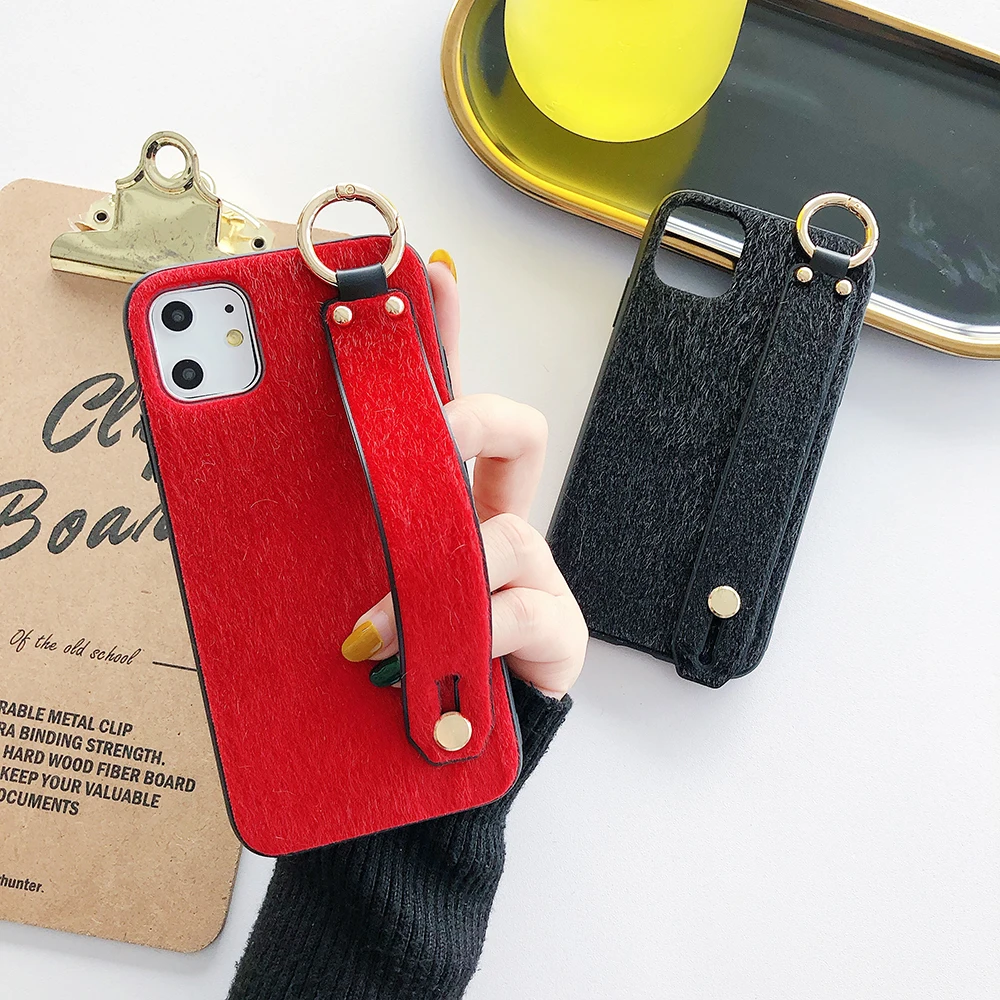 Зимний браслет плюшевый чехол для телефона iphone 11 Pro Max X XR XS 7 8 6 6S Plus ремешок