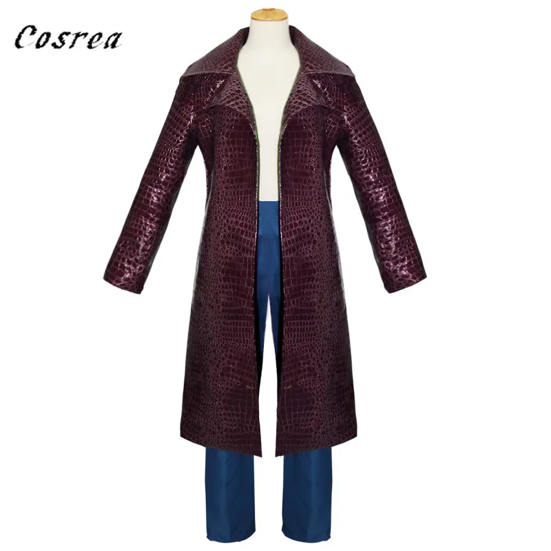 Мужской костюм Джокера для косплея тренчкот фиолетовая куртка рубашки с