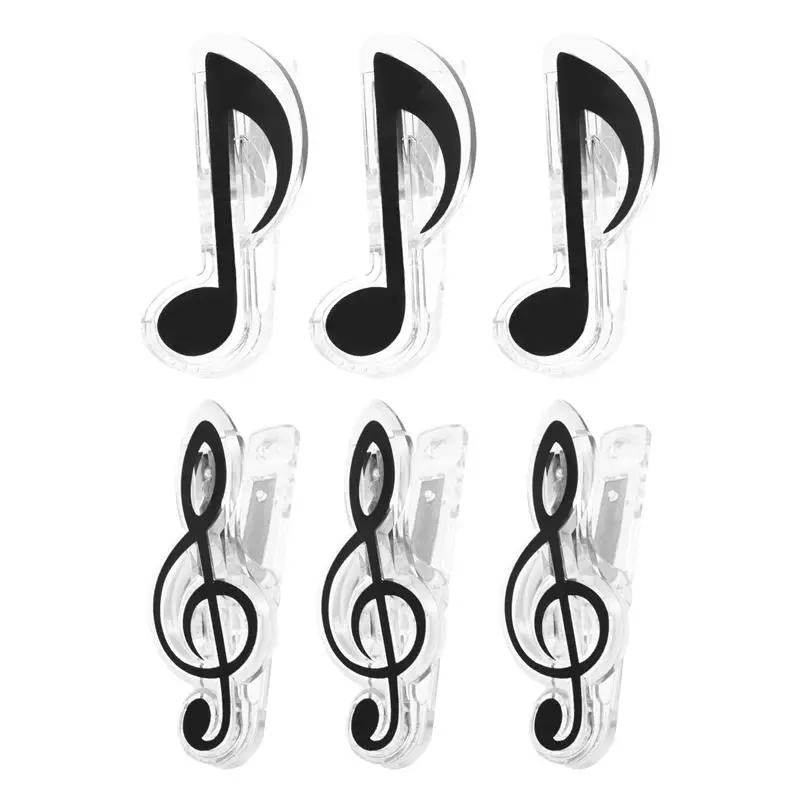 

6pcs Score Clips Music Note Clips Music Book Clips Creative Sheet Clips