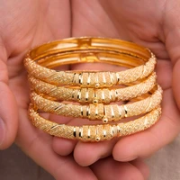 4pcslot 24k dubai crown cuff gold color bangle bracelet fashion can open women man jewelry copper big ring bangle jewelry gift