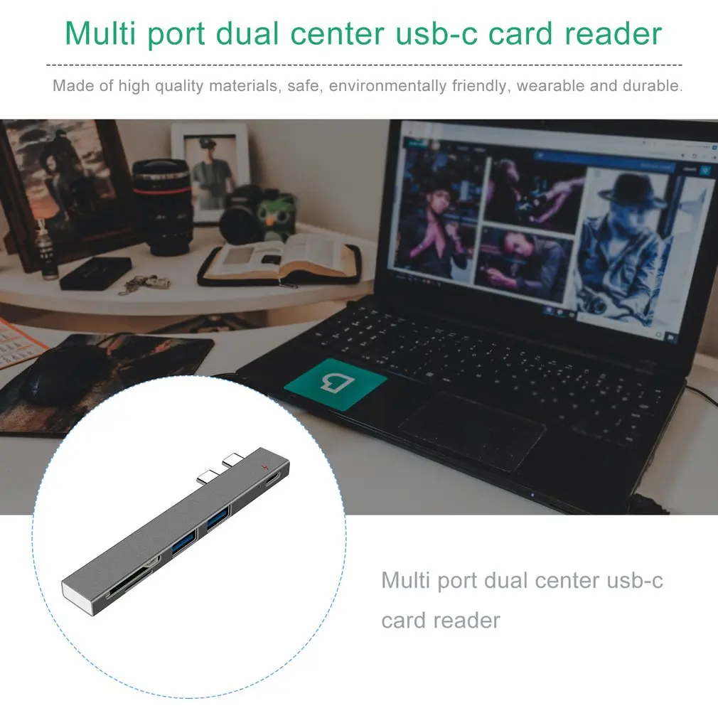 USB C концентратор двойной тип адаптер док станция с PD зарядное устройство SD/TF слот