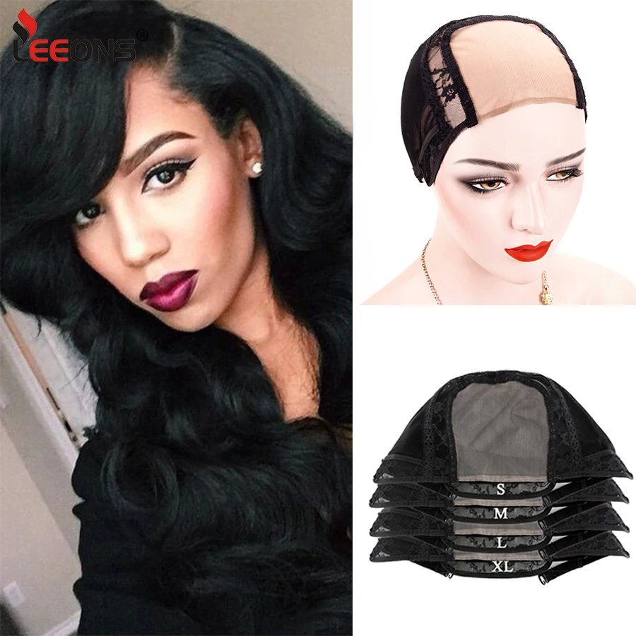 

Leeons New Wig Cap For Making Wigs Weaving Cap 4*4 U Part Lace Wig Cap With Adjustable Strap Weaving Wig Cap Hairnets S/M/L/Xl