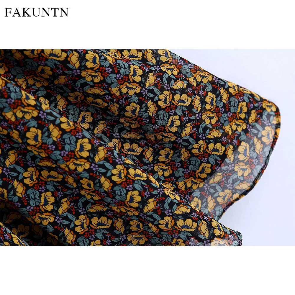 

FAKUNTN Autumn Floral Dress Women 2020 Elegant Casual Vintage Sexy V-Neck Printing Party Long-Sleeve Dresses for Women Vestidos