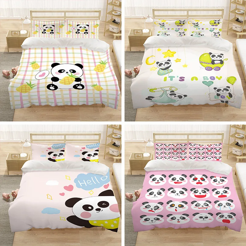 

Симпатичные черно-белые красные панды постельное белье с животными для детской спальни декоративные постельные принадлежности Королевски...