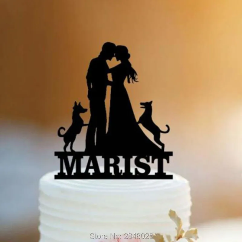 Персонализированный мистер и миссис с собаками Топпер для свадебного торта в