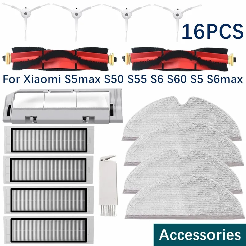 

For Xiaomi roborock S5max S50 S55 S6 S60 S4 S5 S6 maxV E25 main brush,side brush,cleaning cloth,Robot Vacuum Cleaner accessories