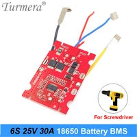 turmera 6s 25v 30a li ion lithium battery bms 18650 battery screwdriver shura charger protection board fit 21 6v 25v