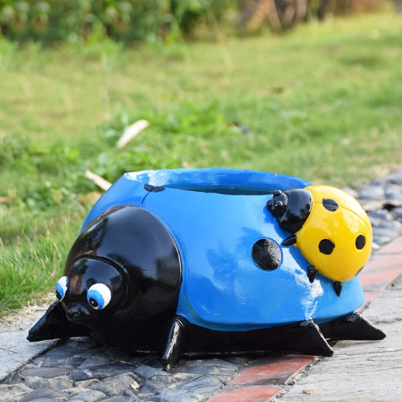 

Металлический цветочный горшок Ldybug, маленькие животные, божьи коровки, настольное украшение, красочное декоративное украшение для улицы, с...