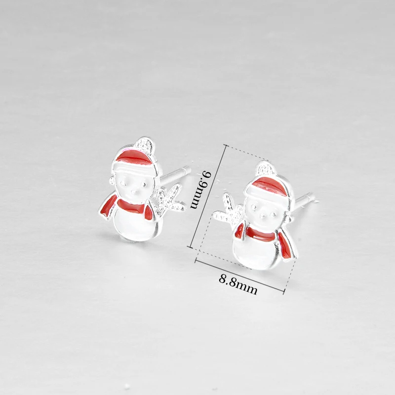 Рождественские серьги из настоящего серебра 925 пробы женские серьги-гвоздики