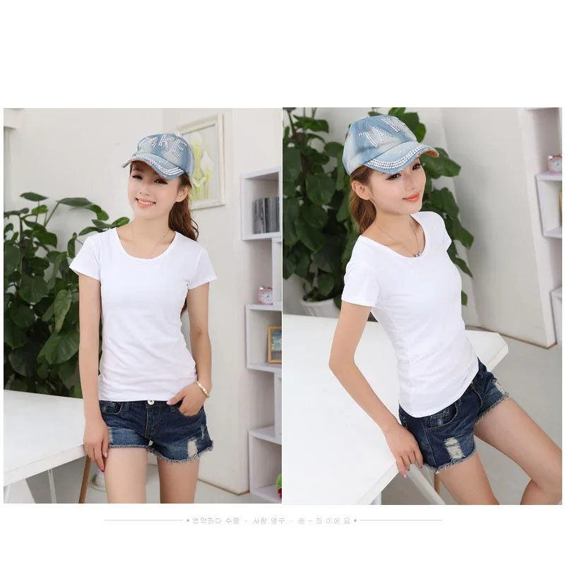 

2021 Best New Women's T-shirt Solid Color Short Sleeve Round Neck Women's T-shirt Slim Women's Base Shirt