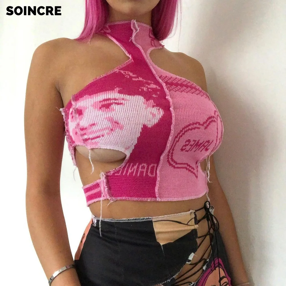 

2021 Summer New Women's Top Hollow Tassels Halter Stitching Umbilical Stitching, Irregular Self-cultivation Knitted Vest