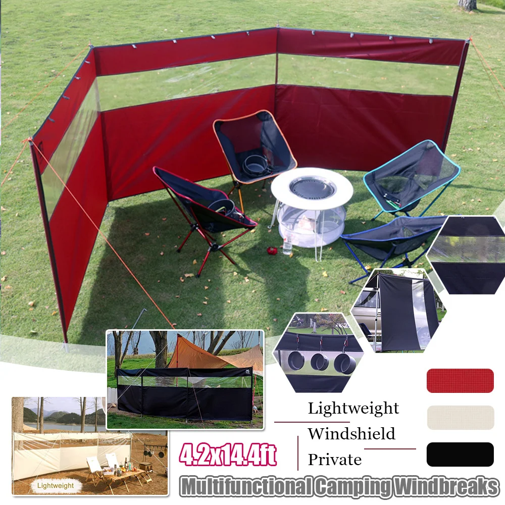 

Camping Windbreaks Windscreen Oxford Cloth Privacy Sunshade Screen Transparent Windproof Wall For Outdoor Garden BBQ Picnic