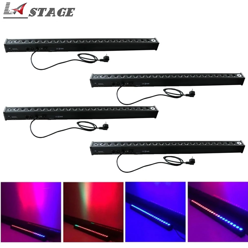 

Free Shipping 4pcs/lot Hot Sell High Quality 24x3W RGB 3IN1 LED Wall Washer LED Line Bar Stage Lights DMX 25 Degree