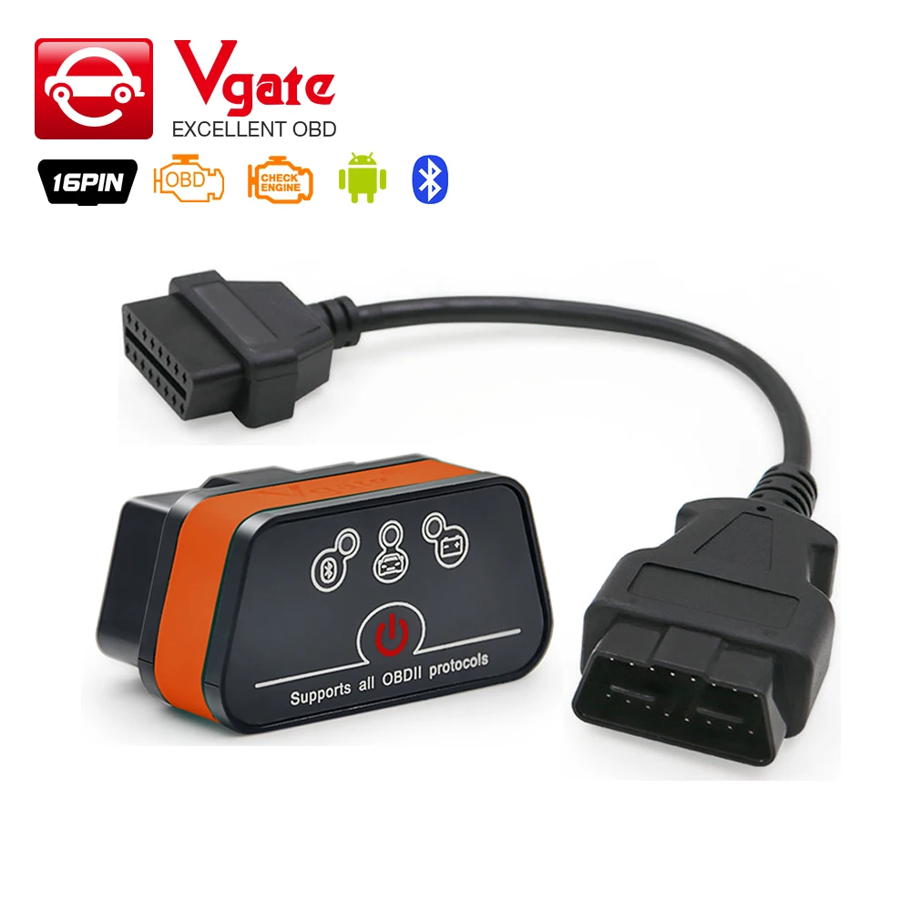 Vgate iCar2 ELM 327 Bluetooth адаптер V2.1 OBD2 Авто OBD сканер автомобильный считыватель кодов ELM327 диагностический сканирующий инструмент 16pin OBDII кабель