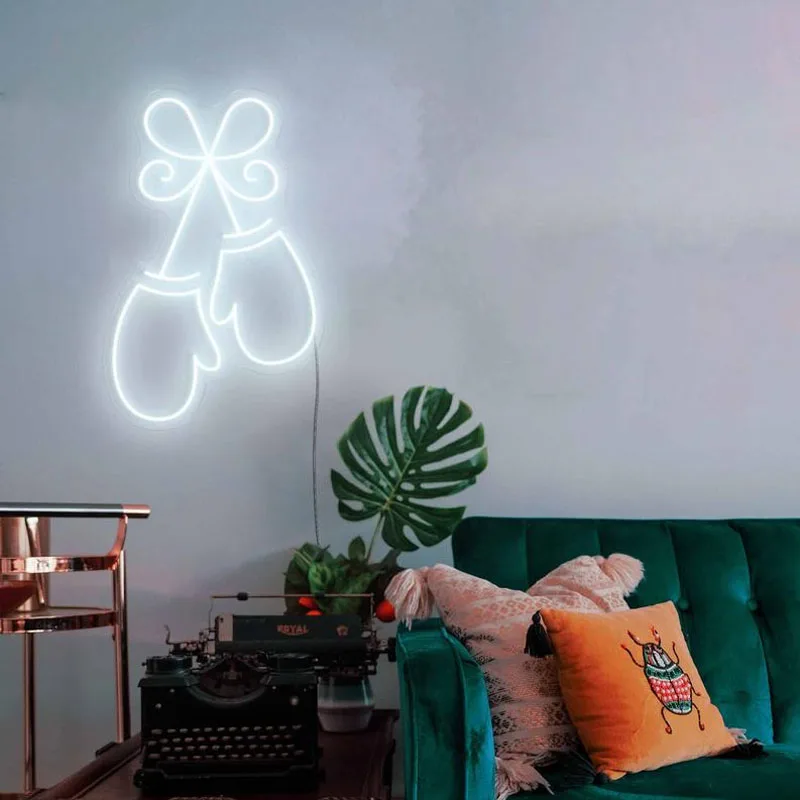 

Пользовательский светодиодный неоновый светильник знаки персонализированные боксерские перчатки на стене дома клуб Бизнес вывеска магаз...