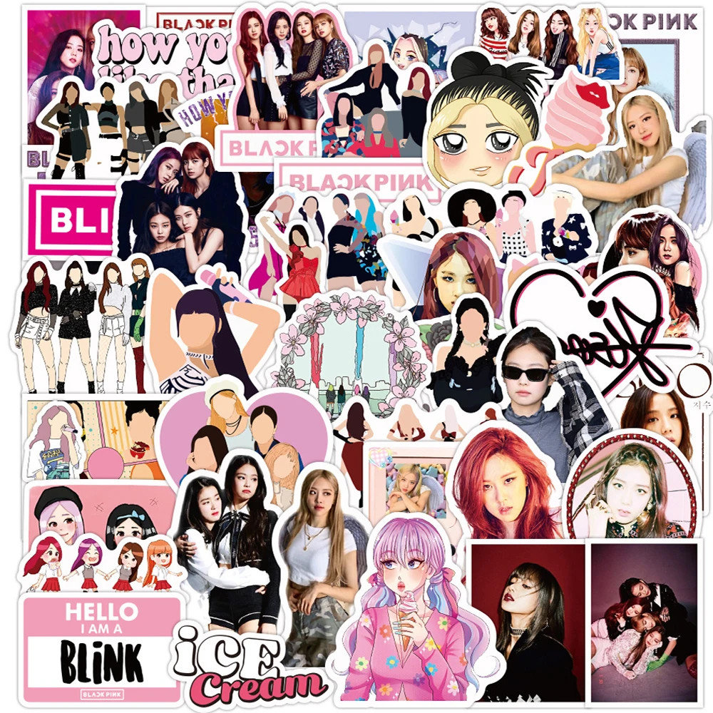 Pegatinas de grupo de chicas Kpop coreano Star, pegatinas para ordenador port&aacute;til, coche, guitarra, equipaje, monopat&iacute;n, pegatina de Graffiti impermeable, juguete para ni&ntilde;os, 10/30/50 Uds.-0
