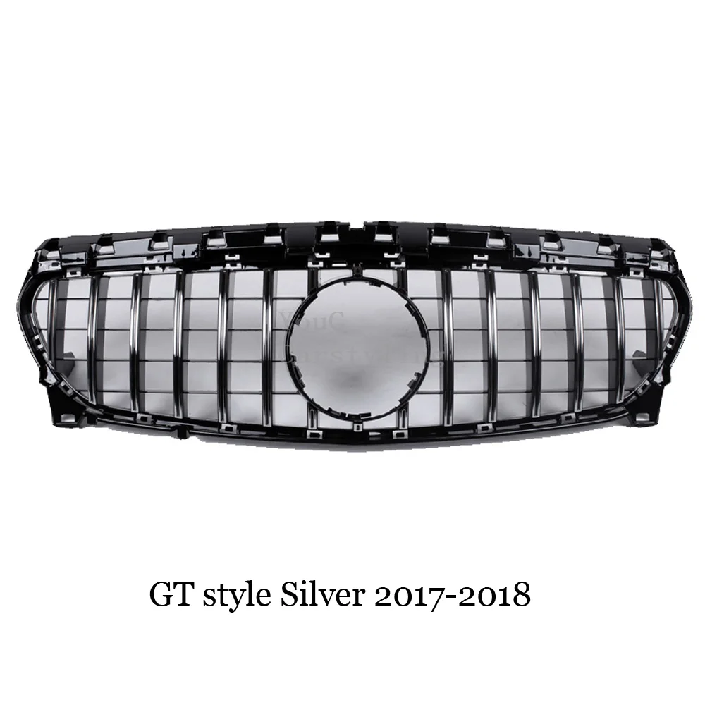 GT Silver 2017-2018 W117 GT AMG Решетка переднего бампера алмазные решетки для Mercedes CLA класс C117 CLA180 CLA200 CLA250 CLA45 AMG гриль 2013 - Цвет: GT Silver 2017-2018