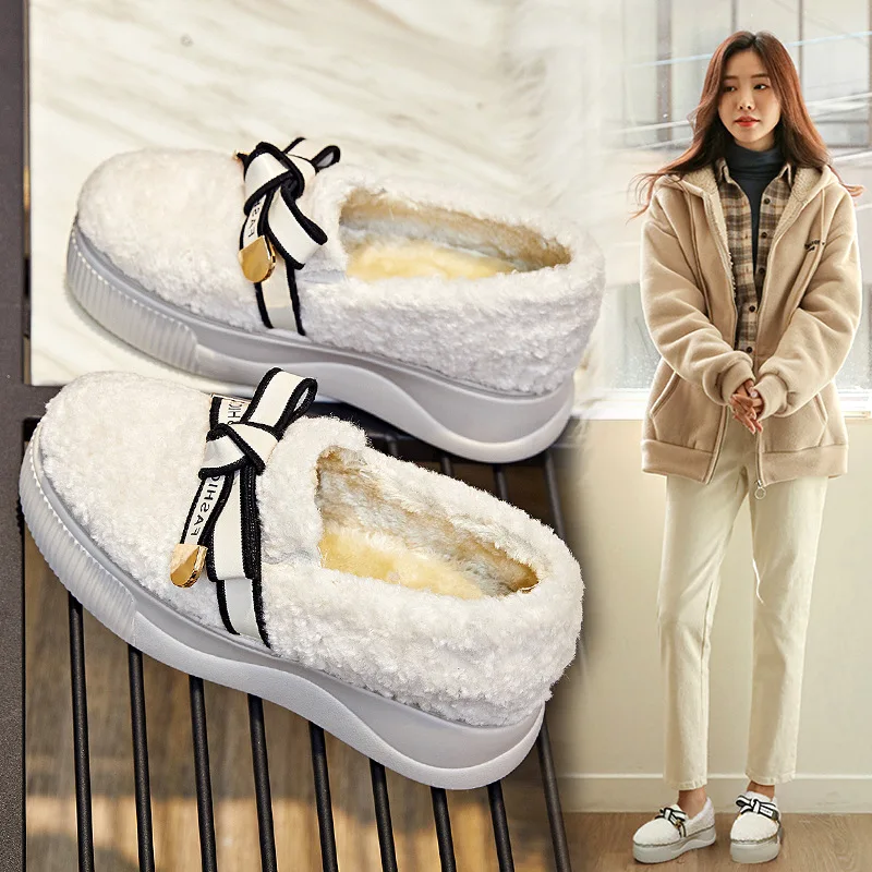 

Новинка 2022, женская обувь, повседневные низкие ботинки телесного цвета, хлопковая обувь с круглым носком, теплые зимние ботинки