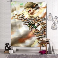 custom attack on tita hanging fabric background wall covering home decoration blanket tapestry bedroomliving room wall decor