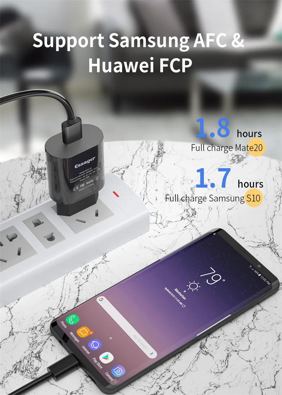 Essager 18 Вт USB зарядное устройство Quick Charge 3,0 Turbe зарядное устройство QC3.0 для samsung Xiaomi Mi Быстрая зарядка для iPhone зарядное устройство для мобильного телефона