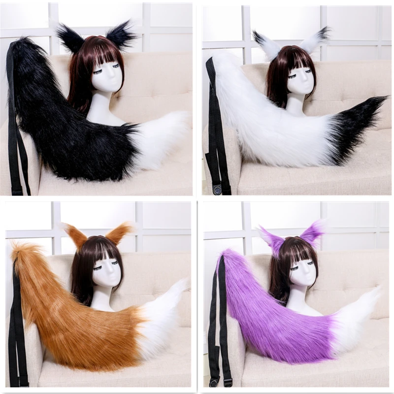 

Fox Ears Cat Lolita Headband Furry Plush Tail Anime Cosplay Props Sets Carnival Party Halloween Costume Accessories