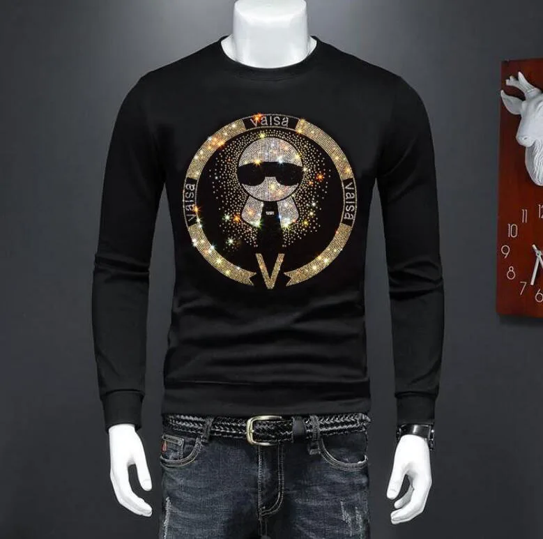 

Male brand Hoodies Rhinestones Sweatshirt designer Hip Hop Men Hot drill Streetwear drop shipping