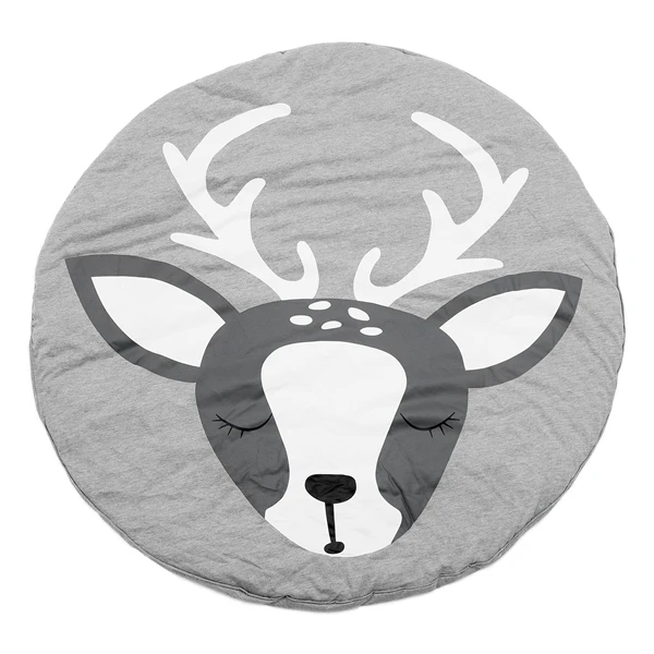 90cm-Deer Детский игровой коврик для малышей, Детский ковер для ползания, детское постельное белье, хлопковый игровой коврик с изображением животных, украшение для детской комнаты, 90 см - Цвет: 90cm-Deer