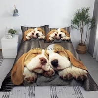 cute dogs bed sheet set 3d printed polyester animal bed flat sheet with pillowcase bed linen for kids adults king queen size