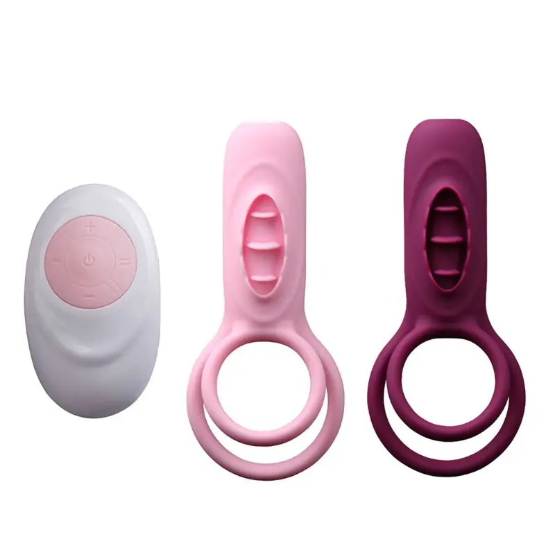 Вибрирующее кольцо на пенис с дистанционным управлением язычком для мужчин и