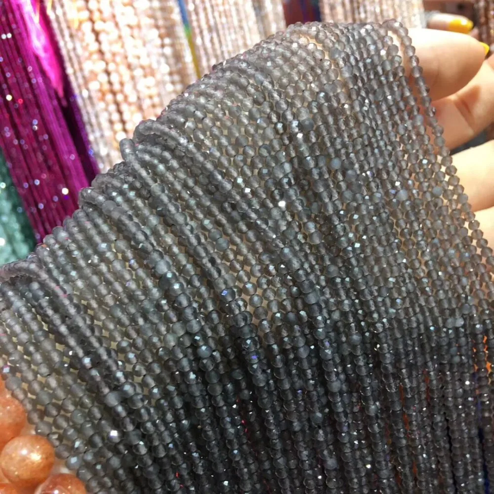 

Граненые бусины из натурального камня, обсидиан, 2 дюйма, 3 мм, маленькие бусины для изготовления ювелирных изделий «сделай сам», аксессуары ...