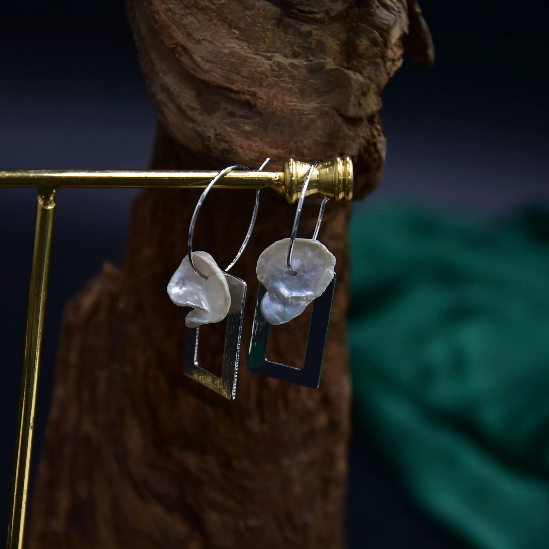 Серьги с жемчугом Мода 925 серебряные серьги геометрические жемчужные длинный