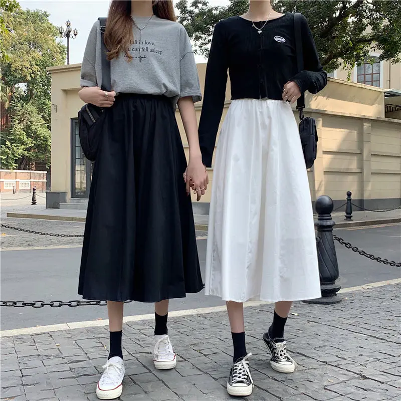 

Umbrella skirt female student Korean loose medium length high waist slim big swing A-line skirt summer a27 p35
