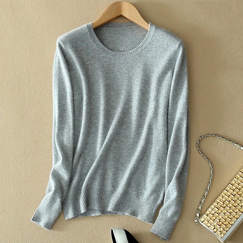 Winter Casual Soft Elasticity Tops Autumn Women's Slim Knitted Sweater Crew Neck Long Sleeves Women Cashmere Jumper Pullover | Женская