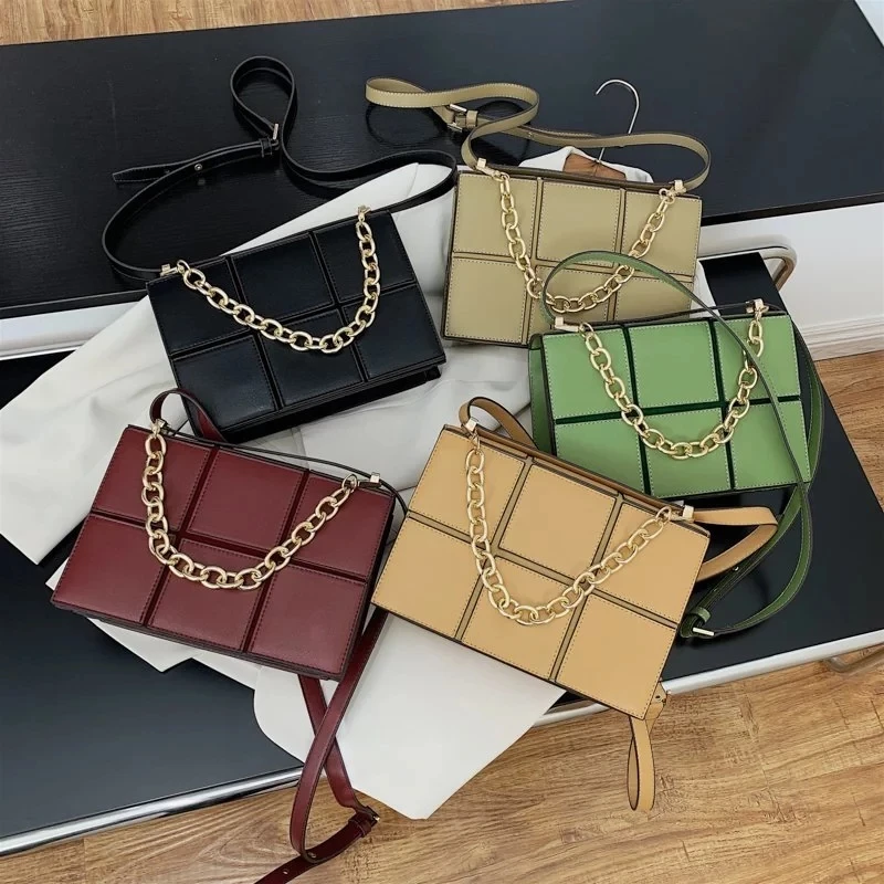 

Crossbody Small Chain Brand Bags Designer PU Leather for Women 2021 Simple Tote Shoulder Bag Lady Travel Handbags and Purses
