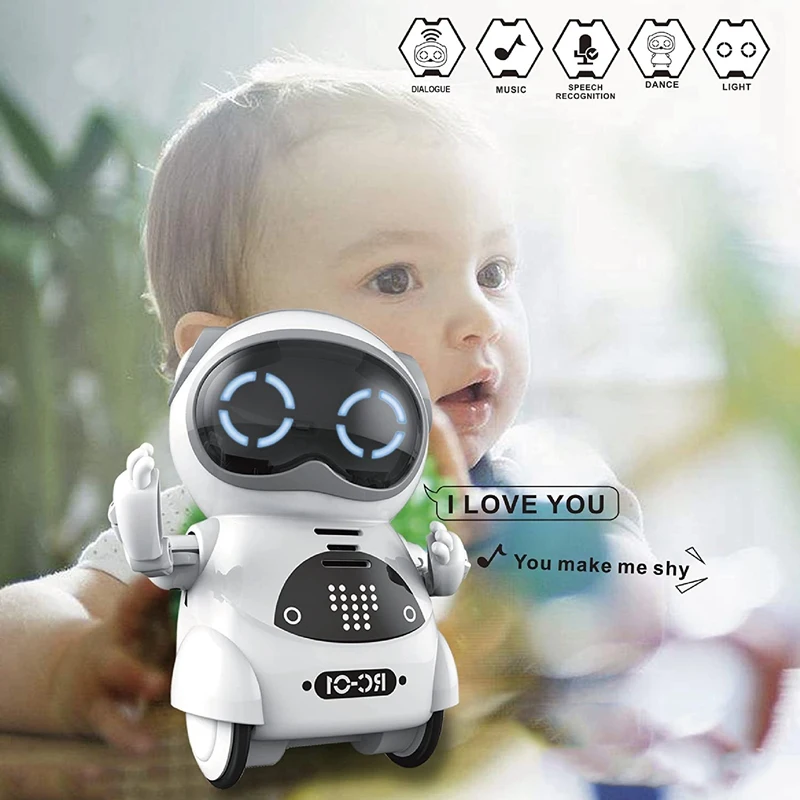 Mini RC Pocket Robot For Kids With Interactive Dialogue Conversation Voice Recognition Chat Record Singing& Dancing | Игрушки и хобби