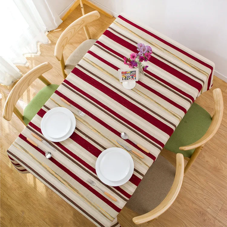 

Striped Cotton Linen Tablecloth Thick Rectangular Wedding Dining Desk Cover Decorative Tea Table Cloth Table Basse De Salon
