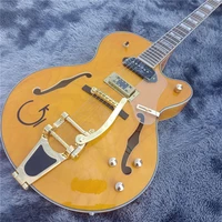2021top quality g orange electric jazz guitargold bigsby bridgefactory hollow body electric guitarfree shipping