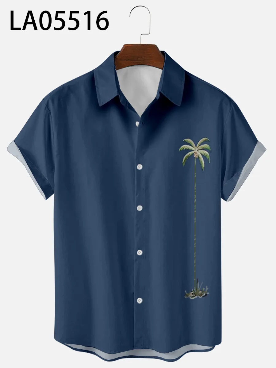 

2021 Summer Short-sleeved Coconut Tree 3 3D Digital Printing Men's Top Shirt
