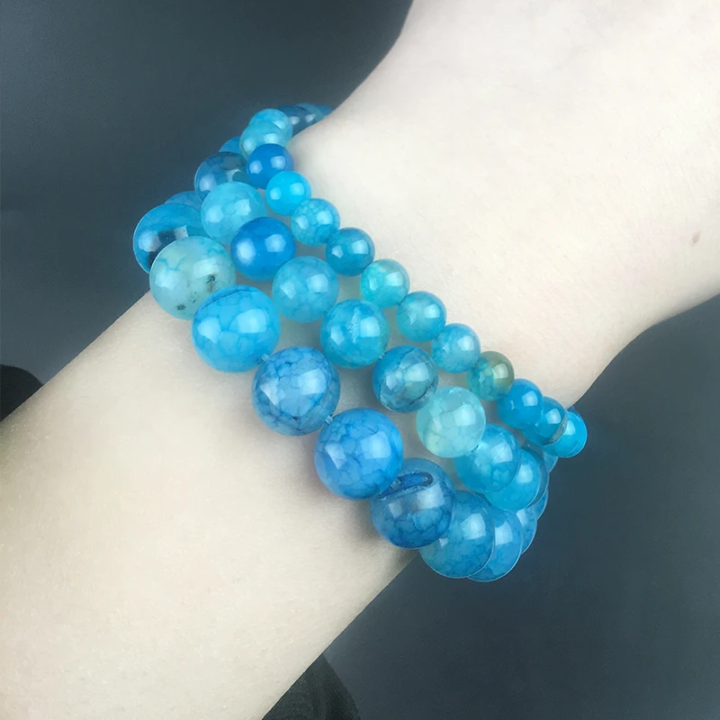Бусины из натурального камня Blue Fire Агаты круглые бусины россыпью