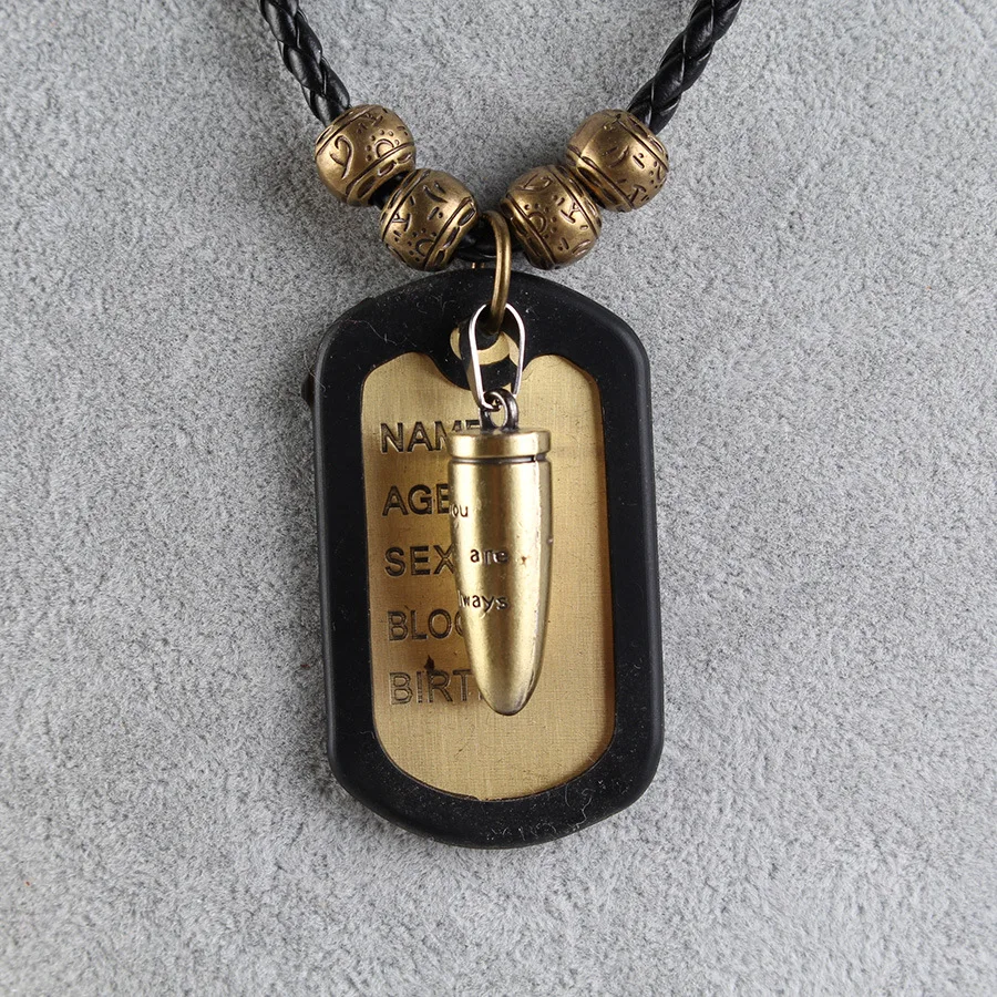 Длинное ожерелье с подвеской в виде собачки модная армейская бирка пули