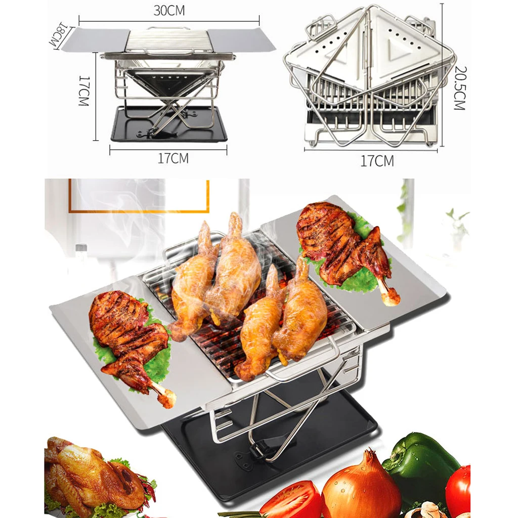 

Detachable Stainless Steel Cooking Stove Broil Rack Bracket Roast BBQ Charcoal Grill style B