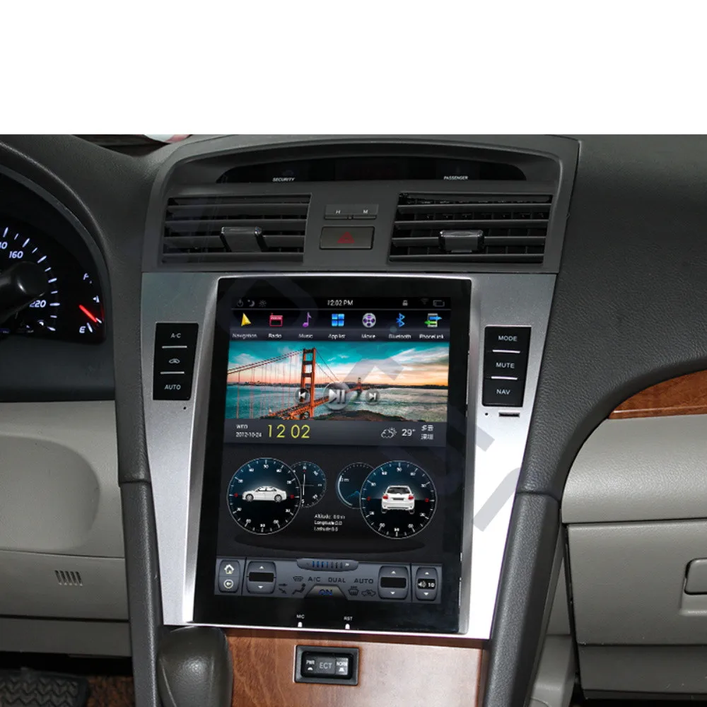 Автомобильный видеорегистратор GPS-навигатор Android 8 1 PX6 Tesla style для TOYOTA CAMRY 2007-2011