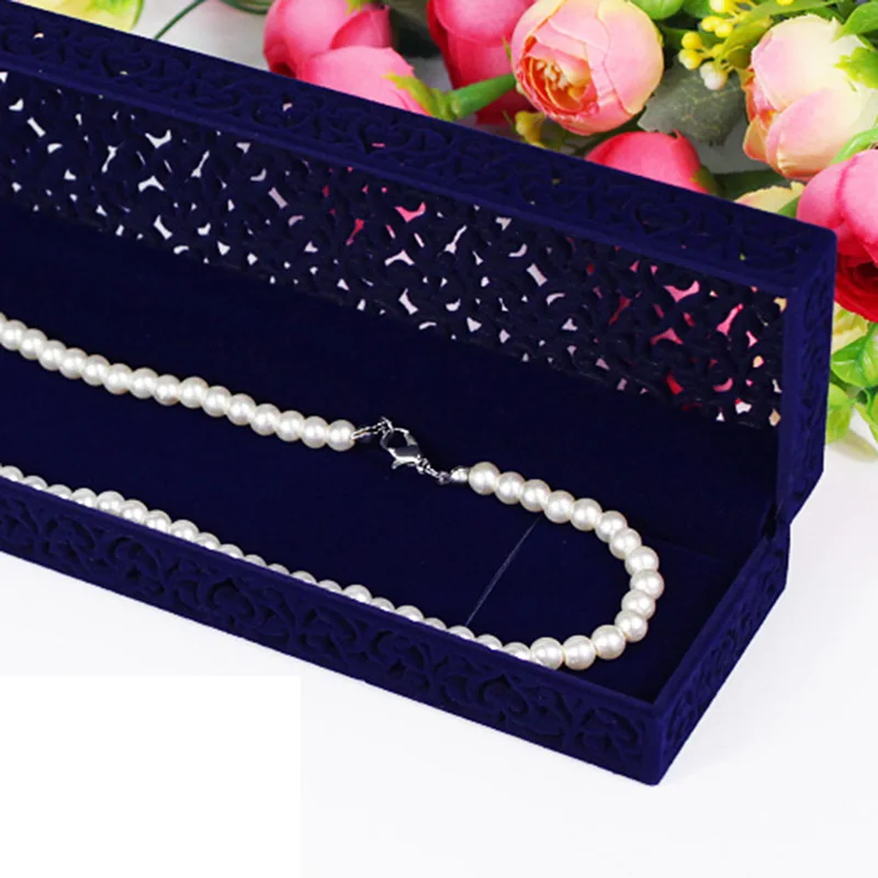 Blue 22.5x5.9x3.5cm Высококачественная бархатная коробка 6x6x4,7 см, 6 шт., красная коробка для свадебного кольца, коробка для ювелирных украшений, Подарочный чехол для ювелирных изделий, ожерелья, бархатная коробка для браслетов - Цвет: Blue 22.5x5.9x3.5cm