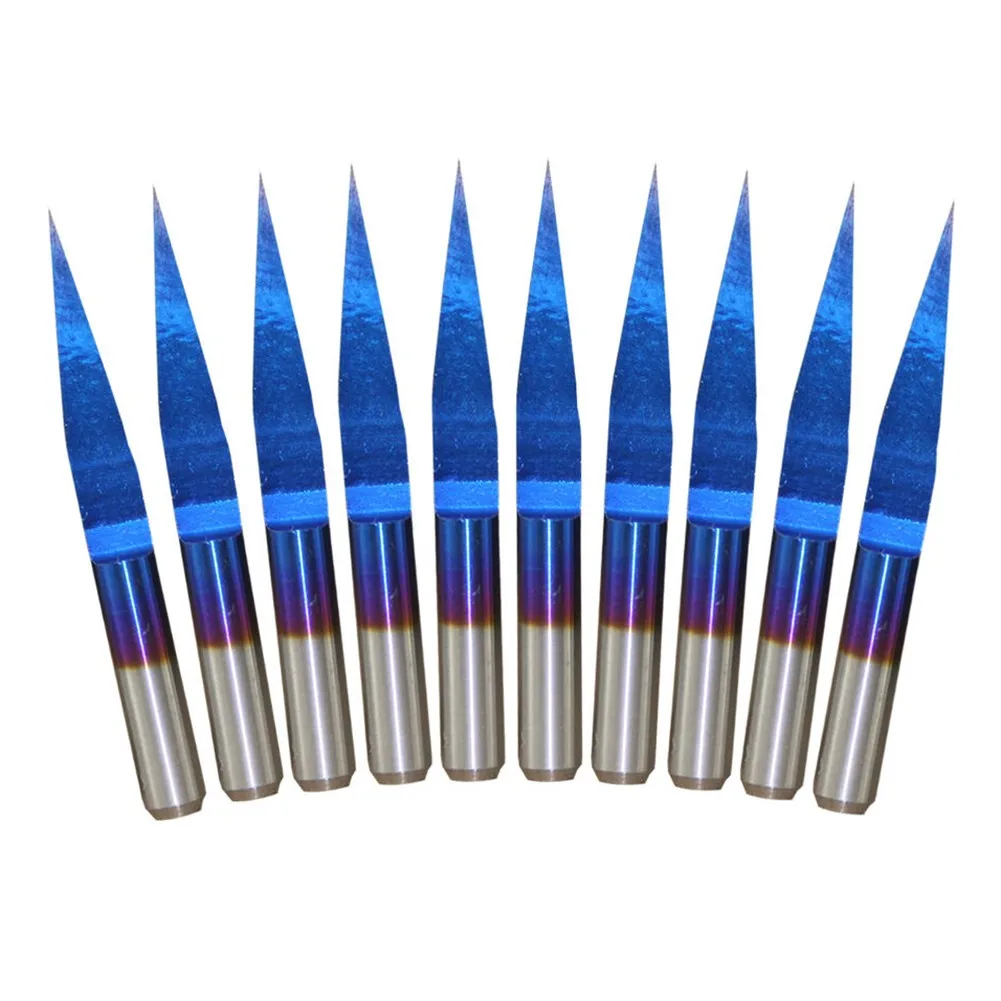 

10Pcs Carbide Engraving Bits CNC Router Tool 0.1mm Flat-bottomed Carving Drill For PCB Board Engraving Bit Tool