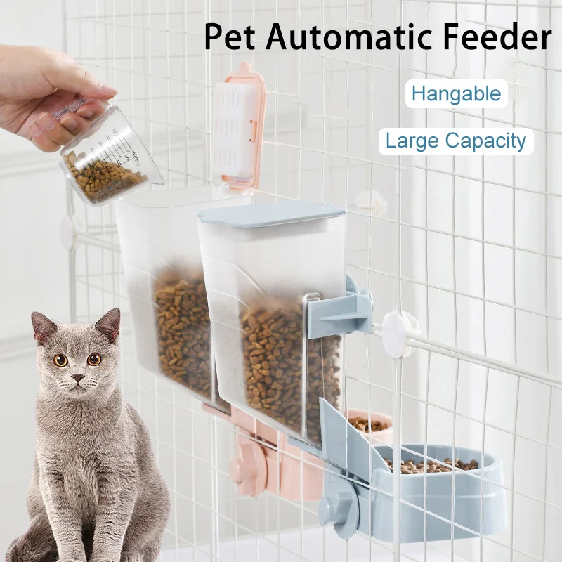 

Pet Automatic Feeder Cat Cage Hanging Food Dispenser Kitty Puppy Food Container for Dogs Cat Dog Bowl Bird Feeder 2L