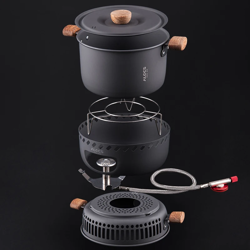 ALOCS CW C33 кухонная утварь для кемпинга газовая плита горелка с 2л горшком и ветровым