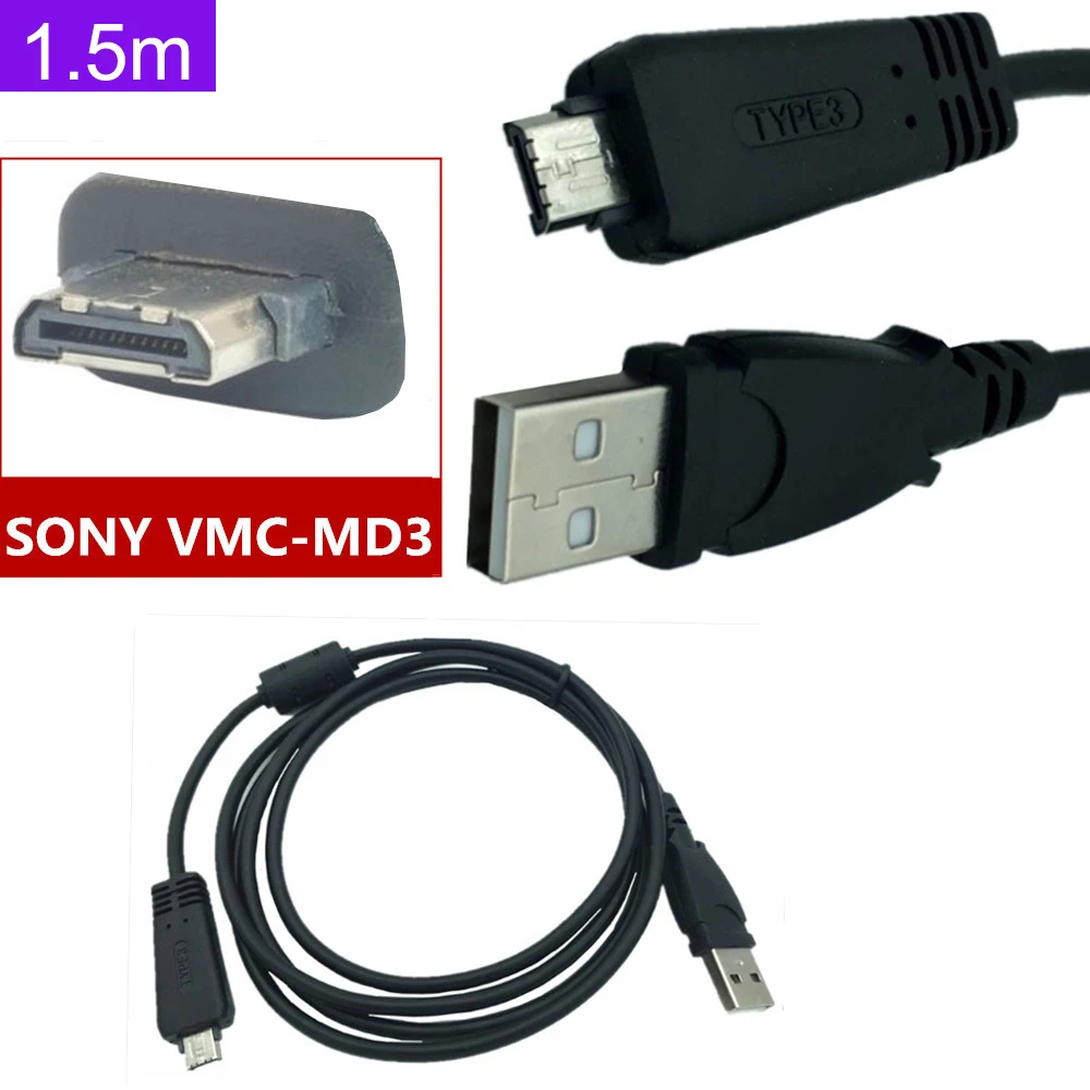 

VMC-MD3 Digital Camera USB Data Charger Cable for Sony CyberShot DSC-W570 WX10 1.5M