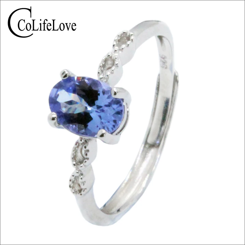 Классическое Обручальное кольцо из серебра 925 пробы с танзанитом 5 мм * 7 0 карата VVS