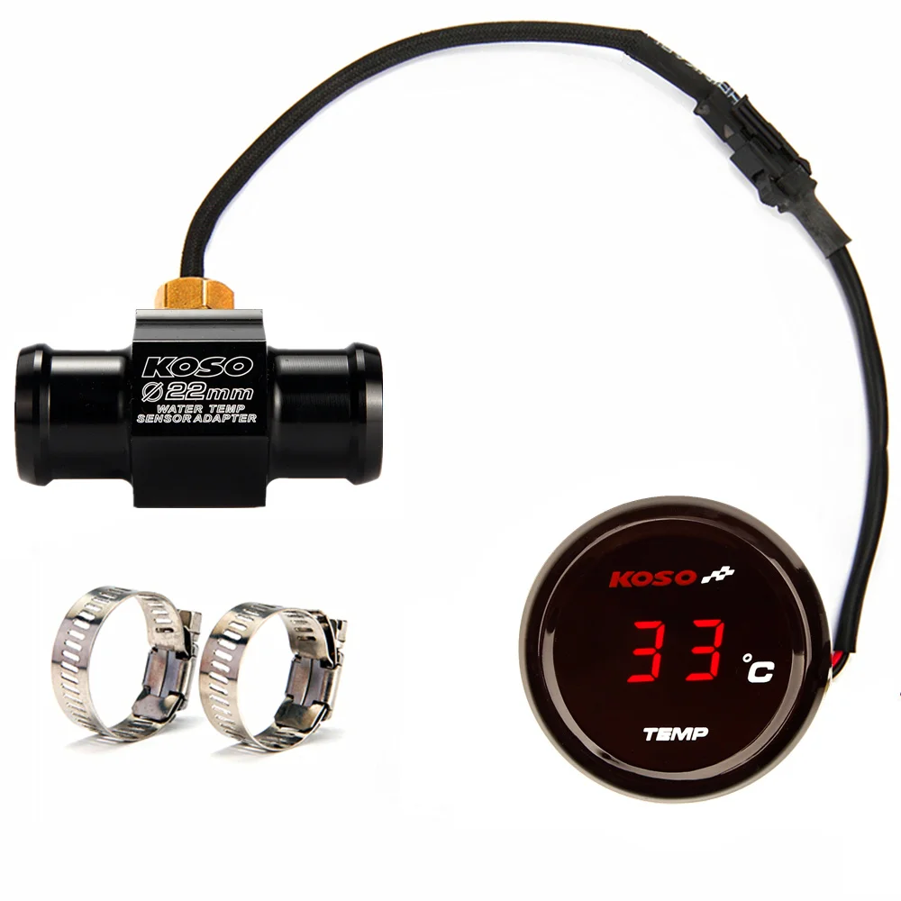 Temperatur-Red-22mm Мотоцикл датчик температуры для XMAX250 300 NMAX CB500X Cb650F YBR125 круглый KOSO мотоцикл термометр адаптер питбайк - Цвет: Temperatur-Red-22mm