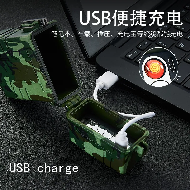 Водонепроницаемый чехол для электронных сигарет с USB уплотнением, с зажигалкой, портативный, для улицы, 20 шт., держатель для сигарет, коробка для сигарет, гаджеты для мужчин
